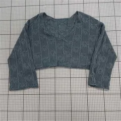 ◇ ⊂ LOWRYS FARM ローリーズファーム 透かし編み ショート丈 長袖 プルオーバー ニット サイズF ブルー系 レディース E  【1508270014363】