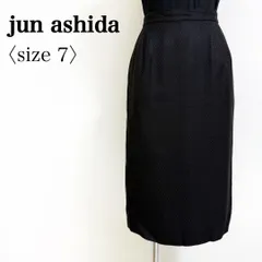 jun ashida ジュンアシダ 日本製 タイトスカート 黒 7号 S～M相当 フォーマル オフィス 通勤 上品 麻混 裏地付き レーヨン84% レディース