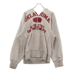 CHAMPION (チャンピオン) 80S OKLAHOMA 4段 ラバー カレッジロゴ プリント プルオーバーパーカー グレー