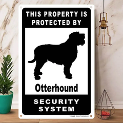 雑貨【Otterhound/オッターハウンド】  Dog ドッグ  犬    メタルポスタ―　Security  セキュリティー 警告  ヤードサイン メタルプレート  ブリキ看板  -164