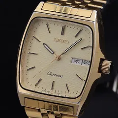 稼働 良品 セイコー クロノス 5H23-5110 QZ ゴールド文字盤 スクエア デイデイト メンズ腕時計 OSW 2000000 NSK