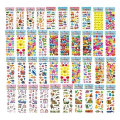 【特売】手帳 シール かわいい ふわふわシール シール 子供&幼児シール 男の子 女の子 40枚 シールセット大量 30種類シートデザイン デコシール キラキラ シールマルシェ 3Dテッカーシール ステッカー ランダムセット 車 動物 ハート 星 着せ替え 恐