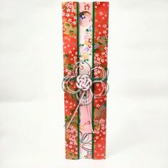 コロコロコイン 彩どりおふだ 友禅和紙 扇づくし 赤 金の扇と桜の小花 和装置き物 インテリア 手作りの想いが伝わります