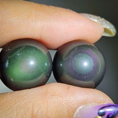 最強魔除け虹色モリオン丸玉 超大特価！虹入り！2個セット】最強魔除け 天然石 モリオン 丸玉63