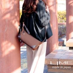 ショルダーバッグ レディース ナイロン 本革 L1725 LIME ライム ミニショルダー 軽量 撥水 チョコ 茶色 ブラウン