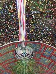 アクリル絵画(イラストボード)額付き「宇宙船」アート