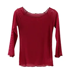 バレエ トップス メッシュ 7部袖 大人 ジュニア ストレッチ フィット 薄手 軽い シアー シースルー 透ける ダンス ヨガ ウォームアップ 冷え防止 黒 白 赤 w1807