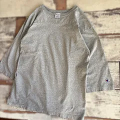 人気　Champion チャンピオン T1011 七分袖 フットボールTシャツ USA製　グレー　Lサイズ