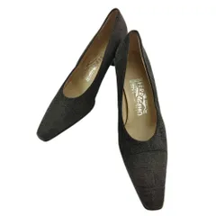 【BIGお買い物ラリー★30%OFFセール中】サルヴァトーレフェラガモ Salvatore Ferragamo パンプスクロコ調 ♯7B スクエアトゥ グレー 灰色 ブラック 中古 最大30％OFF☆年越しセール】サルヴァトーレフェラガモ Salvatore