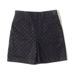 【新品同様】LOUIS VUITTON ルイヴィトン パンツ サイズ:46 / 24AW ダミエ ショート パンツ (Damier Cotton Casual Short 1AFVSW) / ブラック ショーツ【メンズ】【中古】
