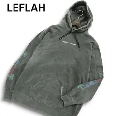 LEFLAH レフラー 秋冬 フォトプリント★ 加工 裏起毛 スウェット パーカー フーディー Sz.XXL メンズ 灰 大きいサイズ
