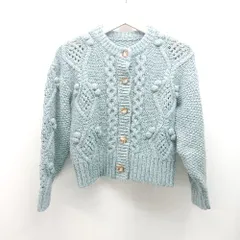 ◇ titivate select フロントボタン ショート丈 くすみカラー 長袖 ニットカーディガン サイズS ライトブルー レディース E  【1310050011055】