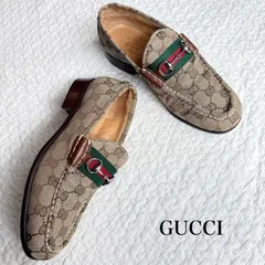 美品 GUCCI グッチ ホースビットローファー GGキャンバス シェリーライン 37 24cm レディース　ブラウン ゴールド金具 M3