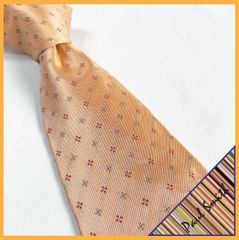 美品　ポールスミス　ネクタイ　Paul Smith氏着用　小紋柄　高級　光沢感 Paul Smith（ポールスミス）】美品 小紋柄 オレンジ系 シルクネクタイ