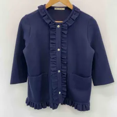 【お1人様1点限り】 美品✨MARNI 変形フリルジャケット ネイビー 42 ノーカラー ペプラム ジャケット・アウター