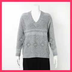 ★スタッフおすすめ★Vネック柄ニット  ◇マネキンサイズ／9号：肩幅40 バスト82 ウエスト60  上品　おすすめ おしゃれ　★売れ筋★　人気 高見え　高級感