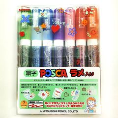 三菱鉛筆　ポスカラメ入り 細字　7色セット　 PC-3ML 7C