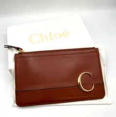 【鑑定済み】正規品 クロエ Chloe ポーチ ゴールドC金具 シー ブラウン  レザー ケースのサムネイル