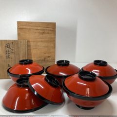 木箱付 朱塗 吸物椀 5客セット 昭和レトロ 漆器 和食器 - メルカリ