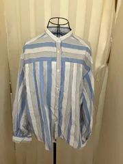 【レディース】AMERICAN　HOLIC　アメリカンホリック　ストライプ長袖デザインシャツ　白　グレー　水色