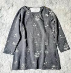 innoce【M】レディース 長袖チュニック グレー系 総柄 プルオーバー カジュアル ラフ 関ファ