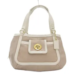 コーチ COACH 13601 クリケット レザー サッチェル トートバッグ ハンドバッグ ターンロック グレー 白 ホワイト /FT