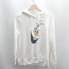 ◇ ⊇ Disney オラフ 長袖 パーカー サイズL ホワイト レディース E  【1410100034444】