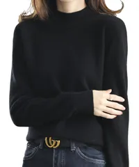 [Dep Club] シンプリストが選ぶ セーター レディース ゆったり ニット シンプル クルーネック トップス カットソー 薄手 軽量 長袖 無地 丸首 大きいサイズ 春 秋 冬 春秋 春服 服 (JP, アルファベット, M, ブラ [ブラック] [M]