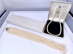 淡水真珠 多層ネックレス ケース付き 淡水パール ネックレス シルバー 