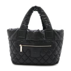 CHANEL シャネル コココクーン スモールトート トートバッグ ハンドバッグ キルティング ナイロン レザー ブラック 黒 シルバー金具 A48610