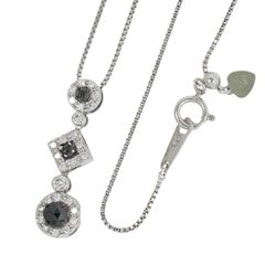 本物 ブラックダイヤモンド ダイヤモンド 0.58ct K18 WG ネックレス ペンダント ホワイトゴールド アクセサリー ジュエリー 中古 【フォロー割】