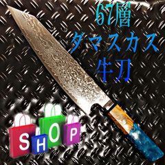 魚捌き 鬼反り 剣型 牛刀 V金10号 67層ダマスカス 鏡面包丁 アワビ貝殻