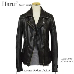 【送料無料】スタイリッシュ レザーライダースジャケット レザージャケット 革ジャン レディース 本革 ダブルライダース ジャケット レザーブルゾン ラムレザー レザーコート レディースアウター ブラック 秋冬 L3128 春
