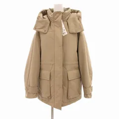 ユニクロ UNIQLO タグ付き ハイブリッドダウンコート スタンドカラー フード付き L ベージュ /UO