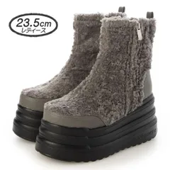 ☆新品未使用・超美品☆ 23.5cm ヨースケ YOSUKE 厚底スニーカー レディース グレーコンビ ハイカット 厚底シューズ 厚底ブーツ もこもこ ショートブーツ 人気 約9cmソール MY1001-271