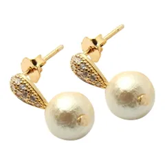 【ゴールド×ピアス】[Cream dot. クリームドット公式] ピアス レディース 金属アレルギー ニッケルフリー シリコンカバー 揺れるクリップ式 ビジュー コットンパール パヴェ 上品 エレガント