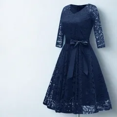 ドレス パーティードレス レディース 結婚式 七分袖 かわいい ワンピース