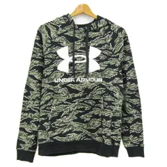 アンダーアーマー パーカー トップス プルオーバー スウェット 裏起毛 スポーツウエア メンズ MDサイズ 黒×緑 UNDER ARMOUR 【中古】