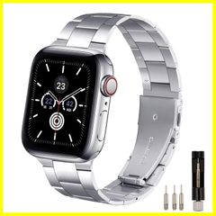 SE iWatch ，Series コンパチブル 7 コンパチブル 6 バンド バンド 5 ベルト調整工具 4 アップルウォッチ 3 ステンレス製 2 watch 1対応(42mm/44mm/45mm apple シルバー) HKTM