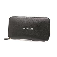 バレンシアガ 長財布 ロングウォレット long wallet ロゴ ラウンドジップ レザー 本革 黒 ブラック black BALENCIAGA