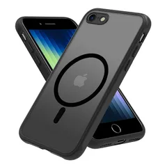 iPhone SE 第3世代 第2世代 ケース 半透明 MagSafe対応 iPhone8 ケース マグネット搭載 iPhone7 ケース カバー 米軍MIL規格 耐衝撃 マット感 黄ばみなし ストラップホール付き マグセーフ対応 ワイアレス充電対応 Pi 1