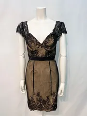 1605 JEWELS ジュエルズ　キャバクラ　ドレス　総レース　フラワー刺繍　タイト　ミディ　キャバドレス　M