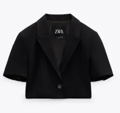 ZARA(ザラ) 黒 クロップド ブレザー S
