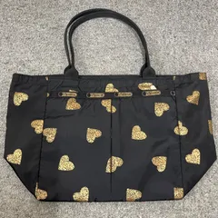 【NPAA】LeSportsac レスポートサック トートバッグ ハンドバッグ ブラック×ゴールド ハート