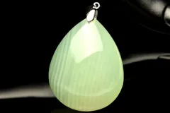 【１点物】シルバー925◇高発色 サーペンティン(蛇紋石)　34x27mm　ドロップ ペンダントトップ パワーストーン 天然石 _PC6139