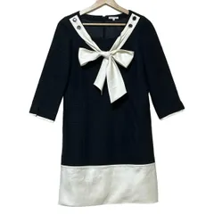 TO BE CHIC(トゥービーシック) ワンピース サイズ40 M レディース - 黒×白 七分袖/ひざ丈/リボン/リボン着脱可