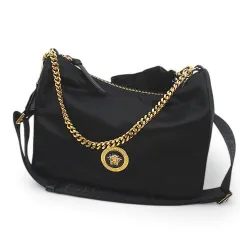 ヴェルサーチ ヴェルサーチェ VERSACE 2WAY ハンド ショルダーバッグ メデューサ  ゴールド金具 ブラック 黒系 イタリア製のサムネイル