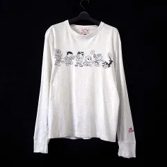 エヴィス EVISU 天才バカボン コラボ Tシャツ トレーナー 長袖 カモメ ロゴ 刺繍 M 38 杢 ライトグレー レア 希少 国内正規品のサムネイル