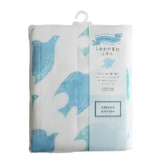新品 藤栄(FUJIEI) ハッピーモチーフ しあわせ重ね ふきん 青い鳥 大判 30×40cm KF-009 食器用 台ふきん 蚊帳生地 7枚重ね 吸水性 日本製