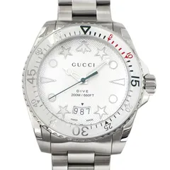 グッチ GUCCI 腕時計 ダイヴ YA136336 ビー スターモチーフ カレンダー 回転ベゼル ギョーシェ シルバー 文字盤 SS クオーツアナログ 【中古】のサムネイル
